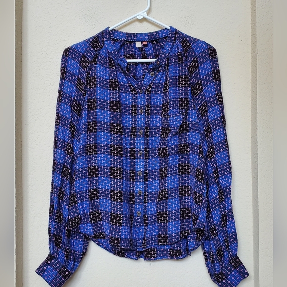 Pilcro Tops - Pilcro Blue and Black Checkered Button Down Shirt.  Size Medium